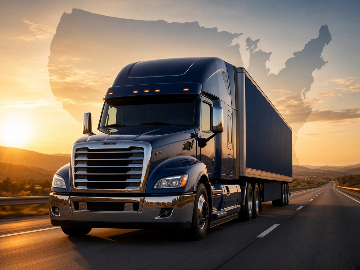 US interstate truck with national coverage map